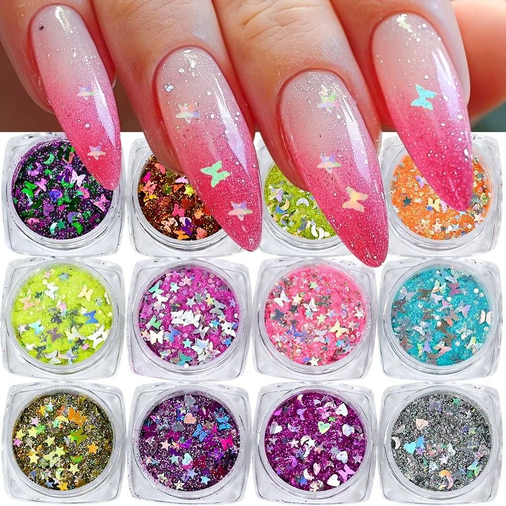 Creative Ultra-Thin Nail Glitter Sparkly Multicolor Nail Sequins Turtle Scales Flakes Glitter Nail Stickers DIY Nail Art