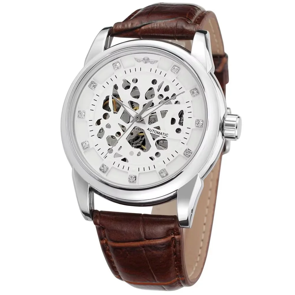 

ПОБЕДИТЕЛЬ модные мужские и женские часы с игольной пряжкой и кожаным ремешком, автоматические механические наручные часы