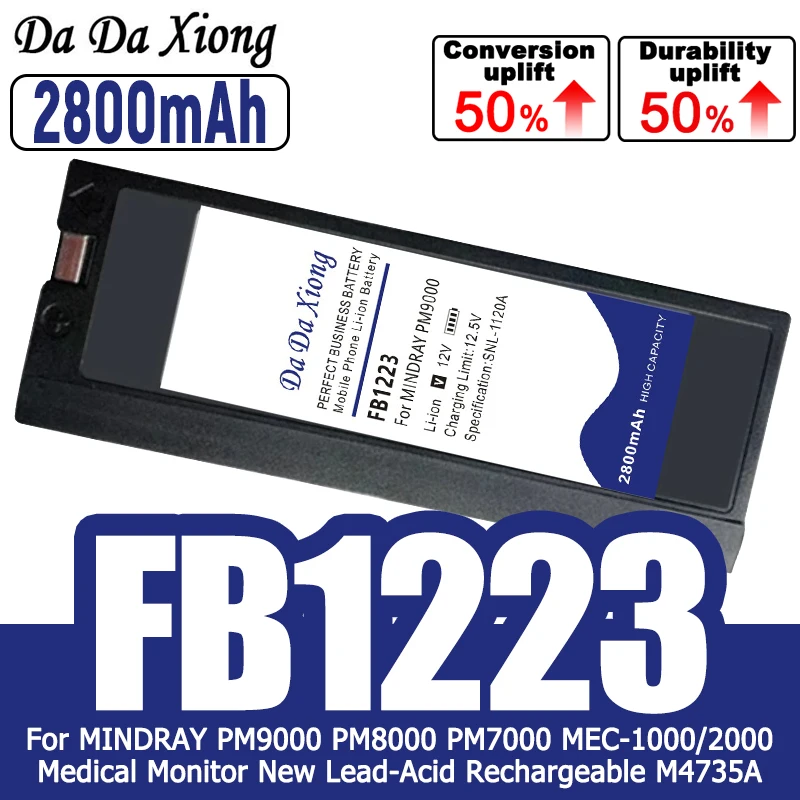 100% New Battery for MINDRAY PM9000 PM8000 PM7000 MEC-1000/2000 Medical Monitor New Lead-Acid Rechargeable M4735A/FB1223