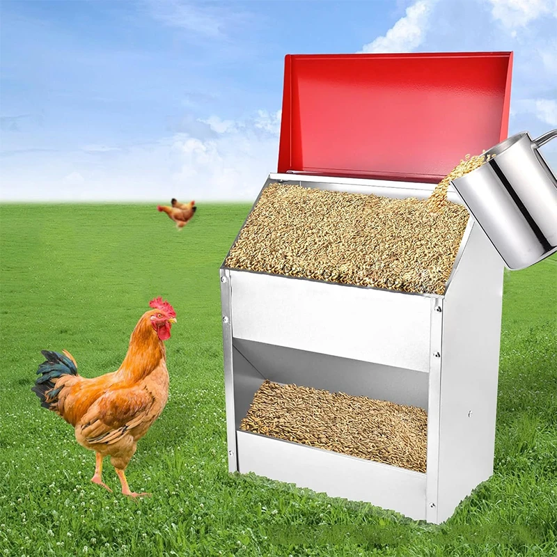 

Outdoor chicken trough feeder thickened galvanized sheet trough poultry chicken feed bucket chicken farming equipment poultry