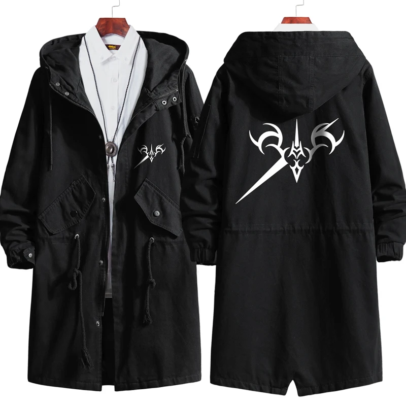 Anime Fate Grand Order Trench Hoodie Overcoat Fashion Cotton Zipper Men Fall Winter Jacket Cosplay Costume Cloak