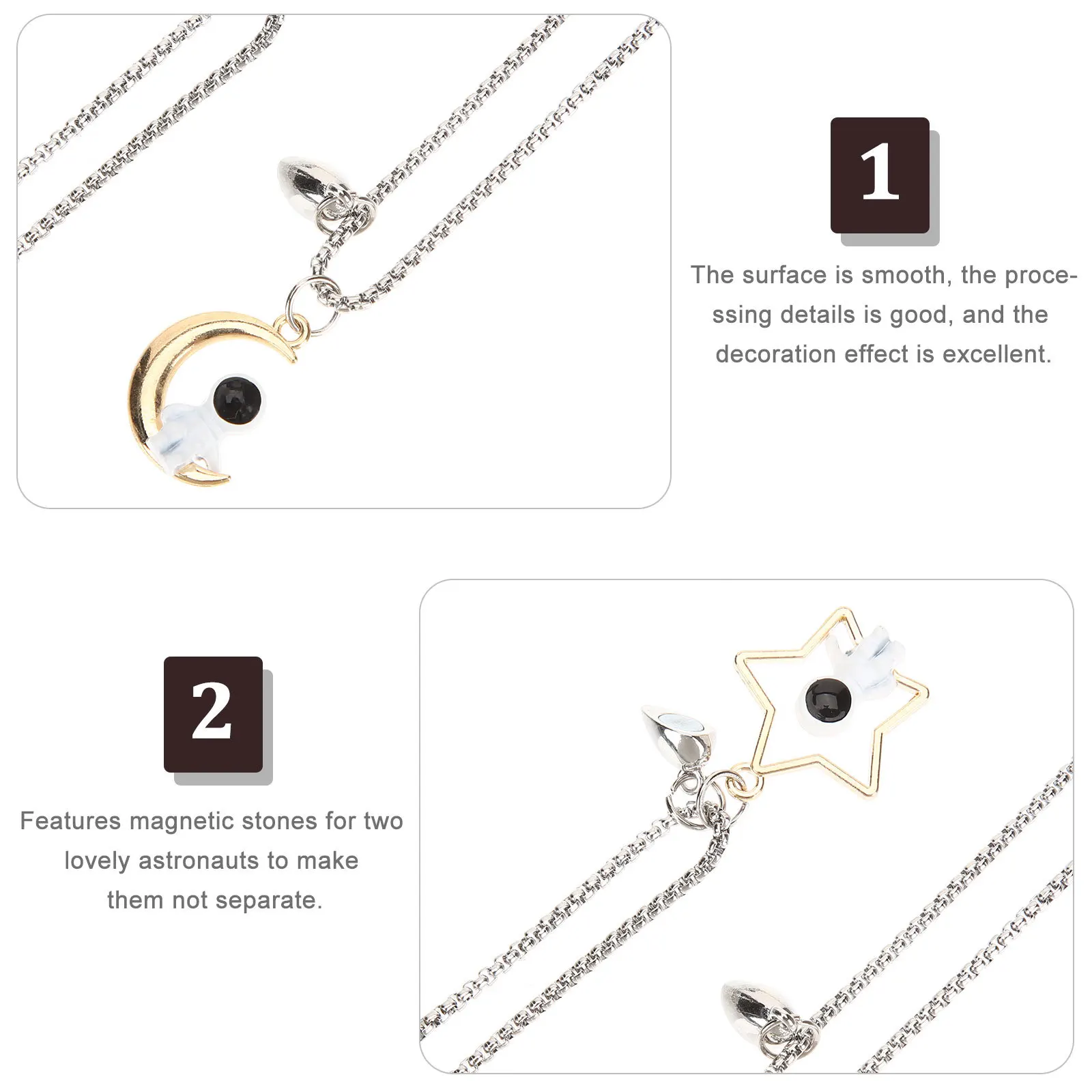 

1Pair Couple Necklace Moon Star Matching Necklaces Romantic Lover Pendant Jewelry Gift for Couples Relationship Accessories