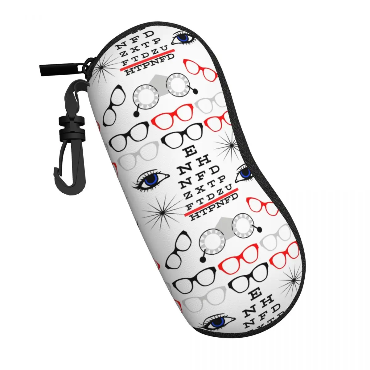 Custom Snellen Eye Chart Fun Design Sunglasses Soft Case Neoprene Zipper Ophthalmologist Protective Box For Glasses