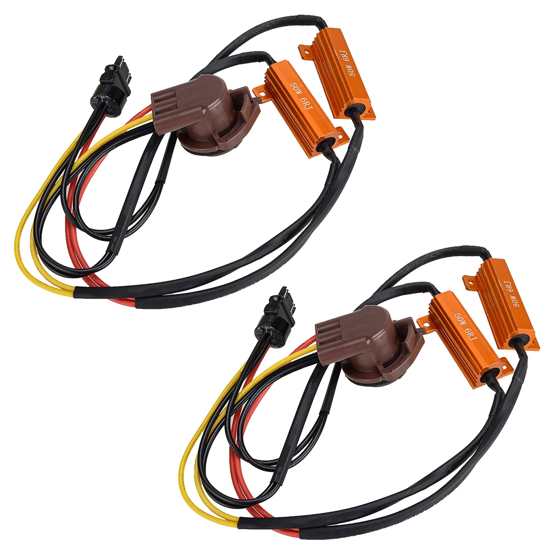 2Pcs 50W 6Ω Decoder 3157 Front LED Turn Signal Load Resistor Fix Adapter Anti Hyper Flash Error Canceler 3057KLCP Car Universal