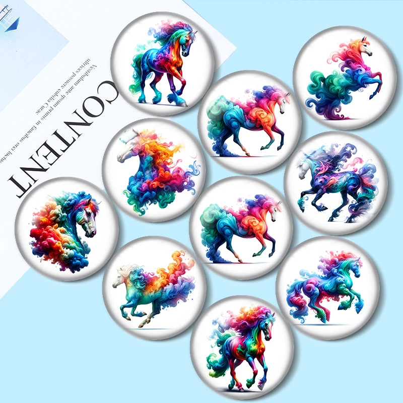 Smoke Horse Clipart 10pcs 12mm/18mm/20mm/25mm Round photo glass cabochon demo flat back Making findings