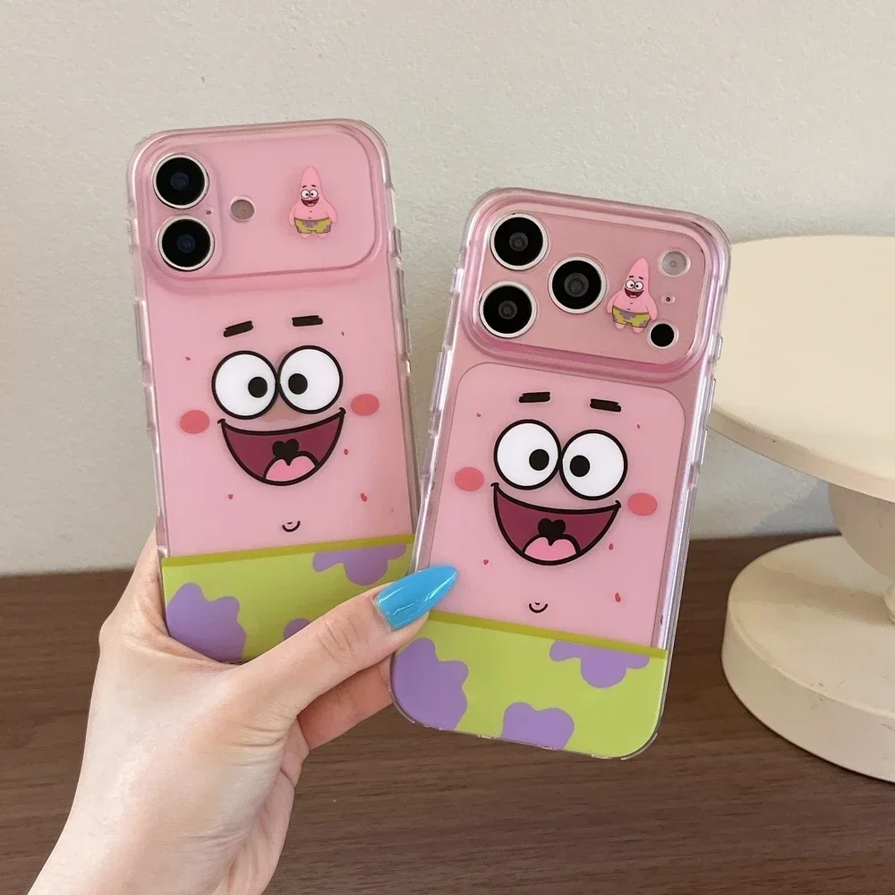 Funda para iPhone 17 Pro 16 15 Pro Max, Diseño de Bob Esponja y Patricio Estrella, Carcasa Rígida Antigolpes
