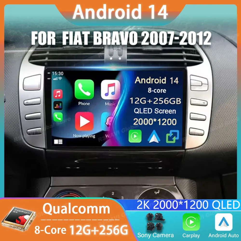 

Car Radio Android 14 For Fiat Bravo 2007 2008 2009 2010 2011 2012 GPS Carplay Multimedia Player Navigation Stereo Auto DSP Audio