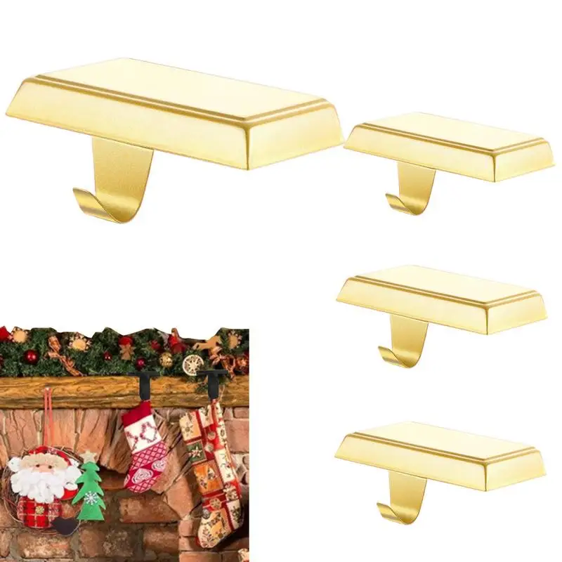 

Christmas Stocking Hooks 4 Pack Heavy Duty Mantel Hooks For Stocking Non-Slip Fireplace Stocking Hooks Garland Mantel Clips For
