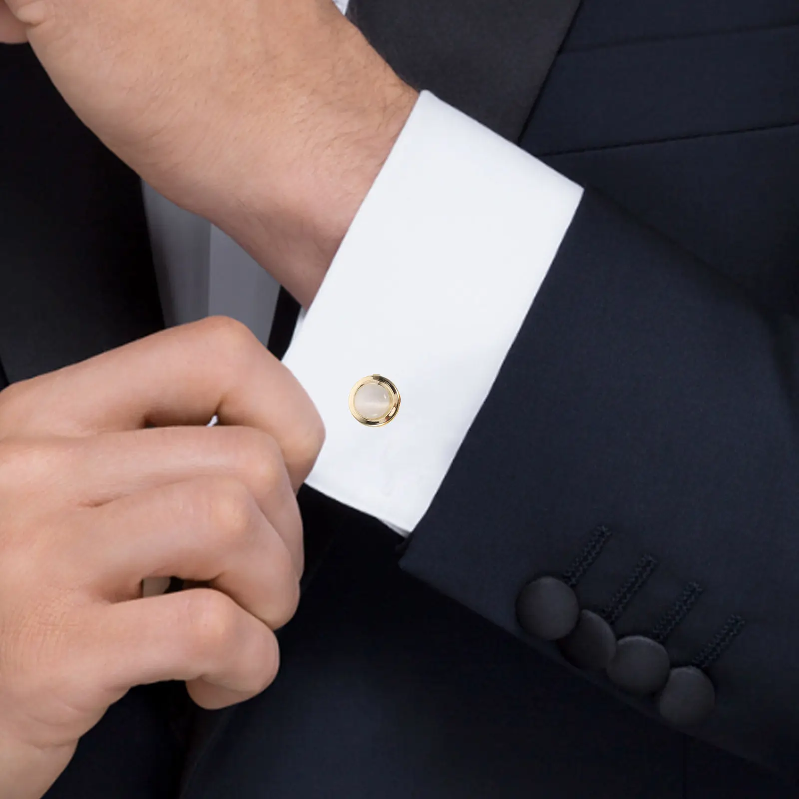 3Pairs Button Covers Decorative For Shirt Cuffs New Year Party Round Cats Eye Clip- Formal Shirts Tuxedos