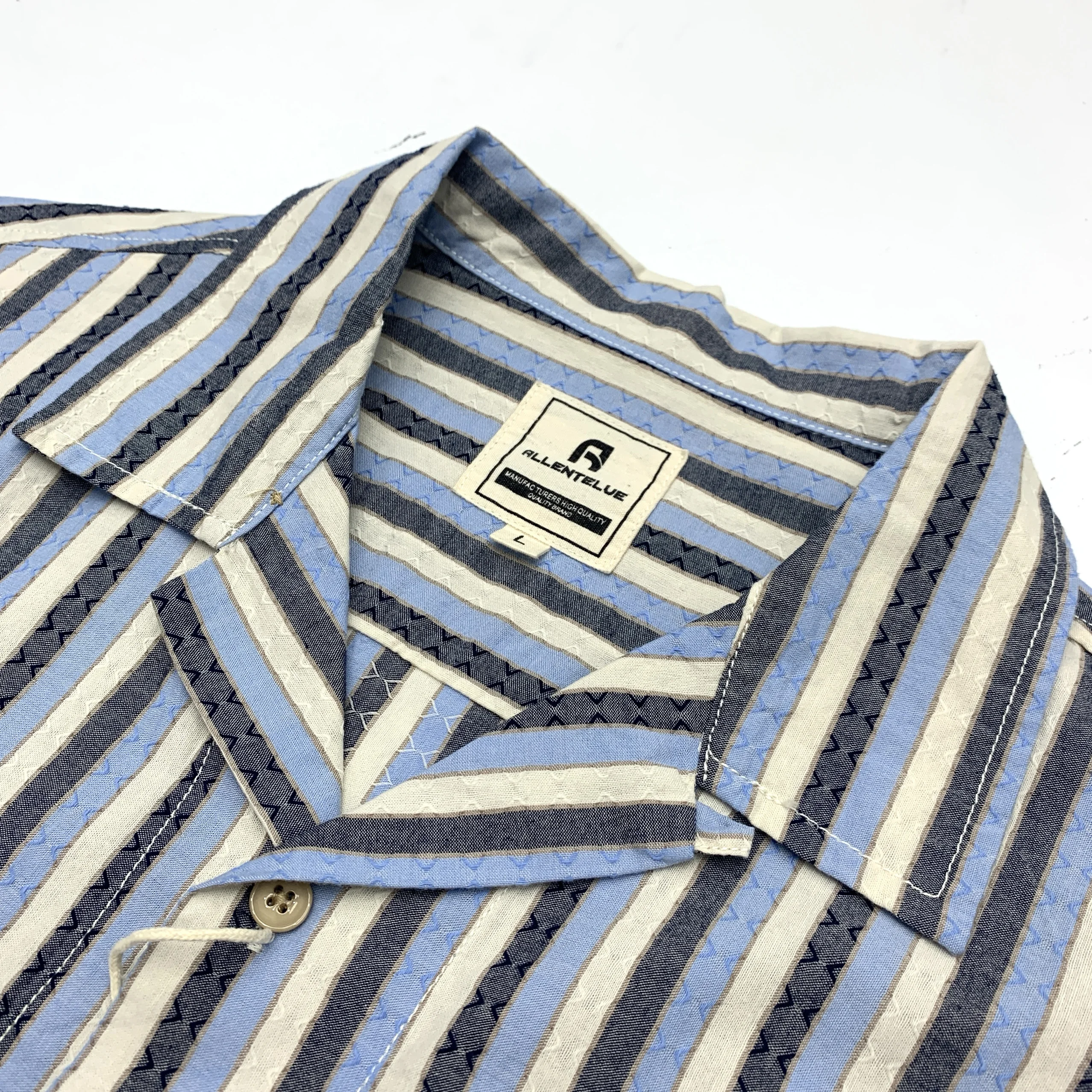 Cotton Striped ort Sve irt Loose Fit Cuban Collar Men's Retro Japanese Sle Summer irt Women's Top f Sve irt