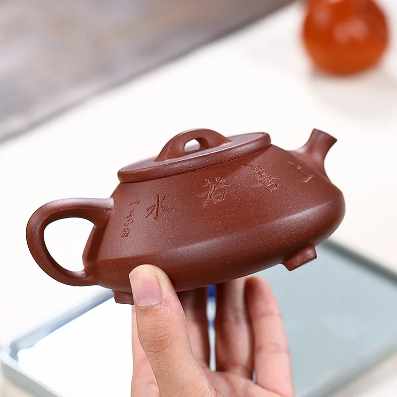 Raw ore purple clay three-legged stone scoop pot Yixing handmade teapot kettle tea pot  Drinkware For Green Tea