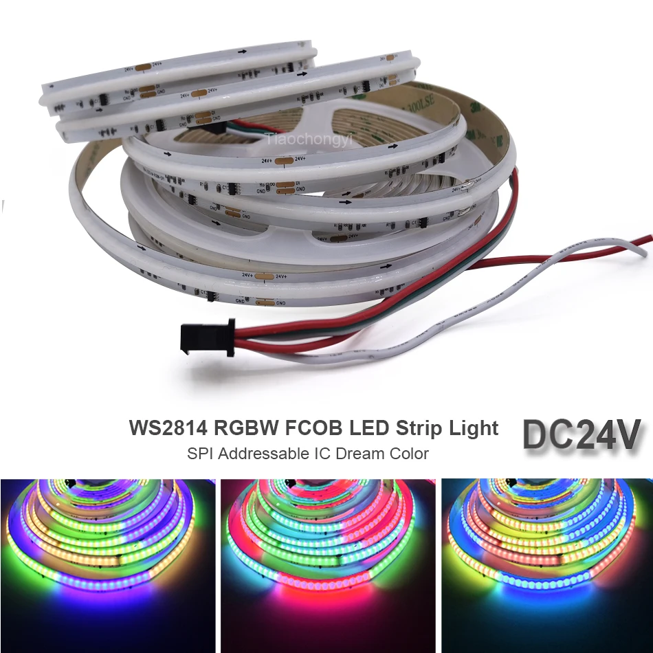 

WS2814 RGBW COB LED stirp light 784LEDs/m SPI Addressable IC Dream color 10mm wide PCB WS2811 High Flexible FOB COB Lights DC24V