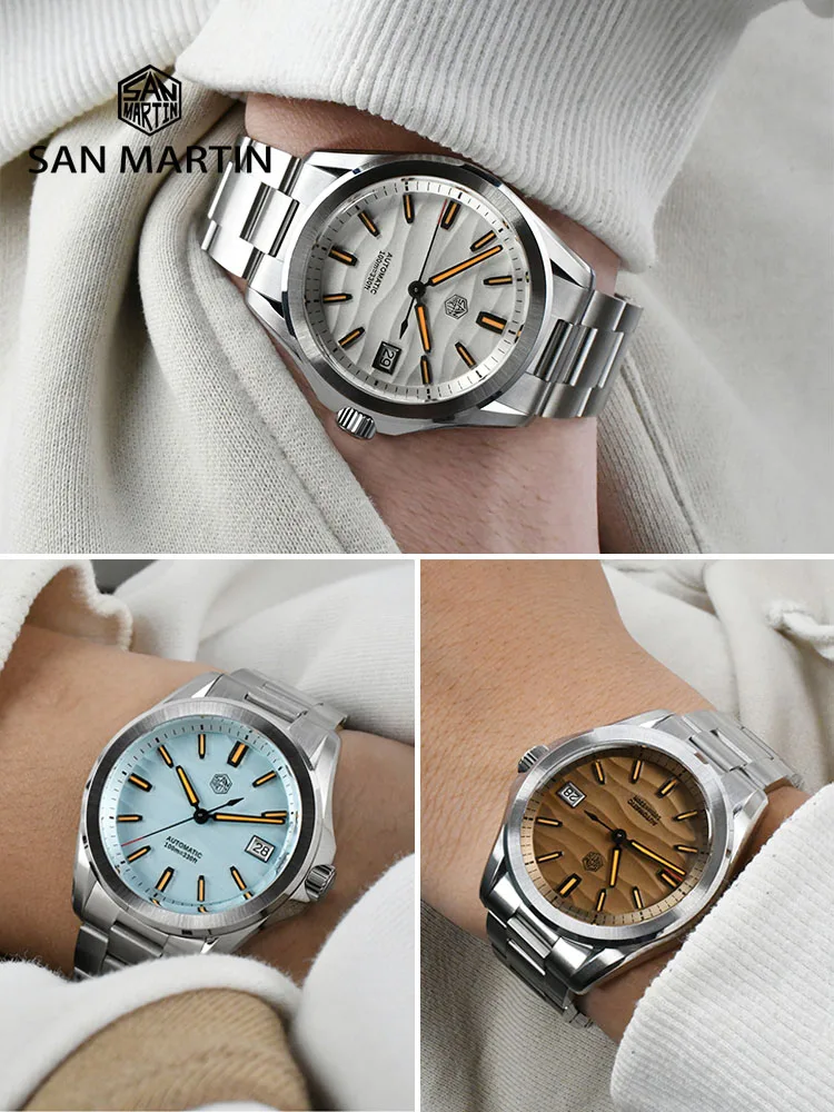 San martin 39mm gaada moda masculina vestido relógio laranja luminoso nh35 relógios de negócios mecânicos automáticos à prova dwaterproof água