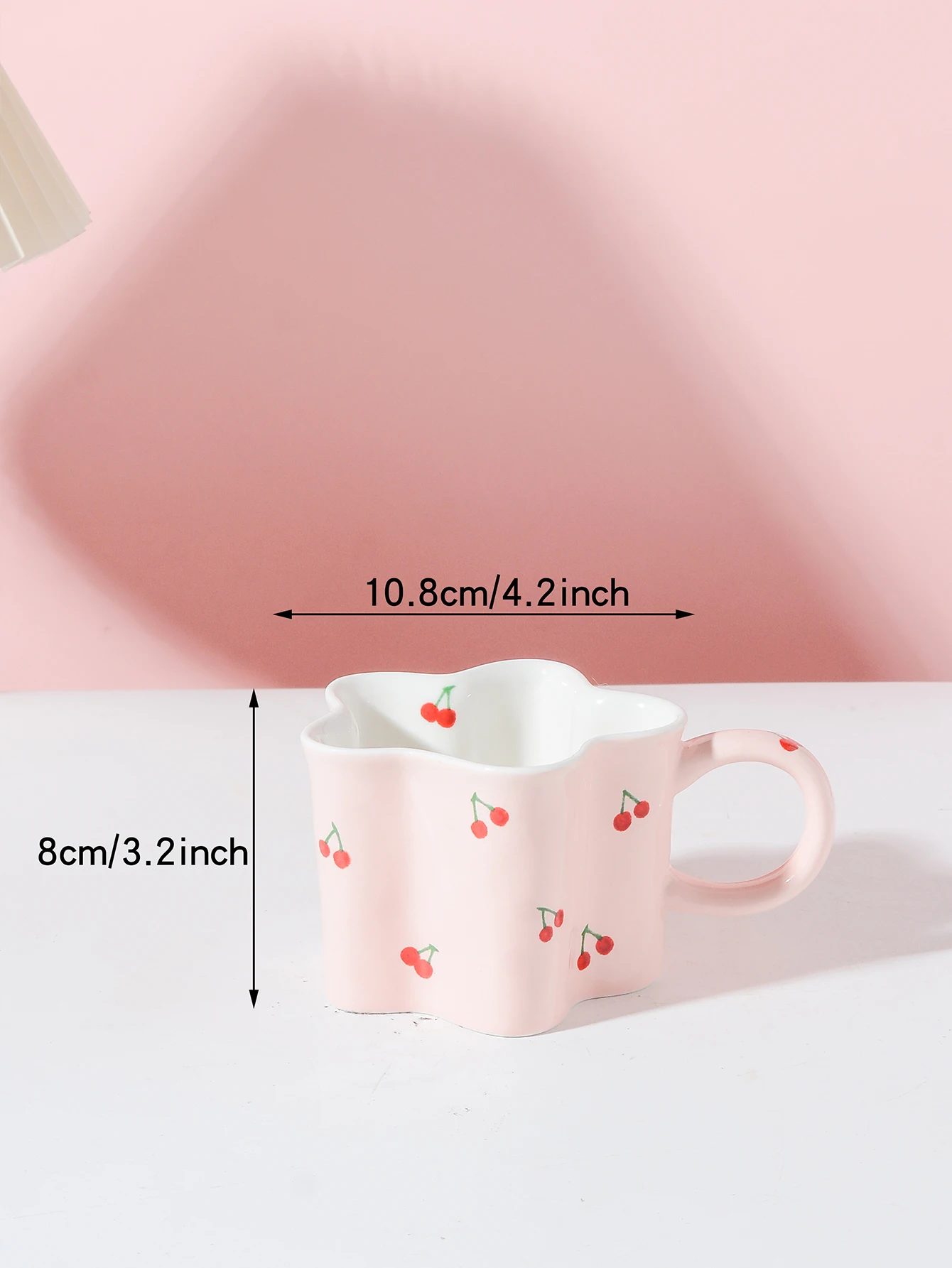 1 Piece 350ml Irregular flower cup small cherry ceramic mug