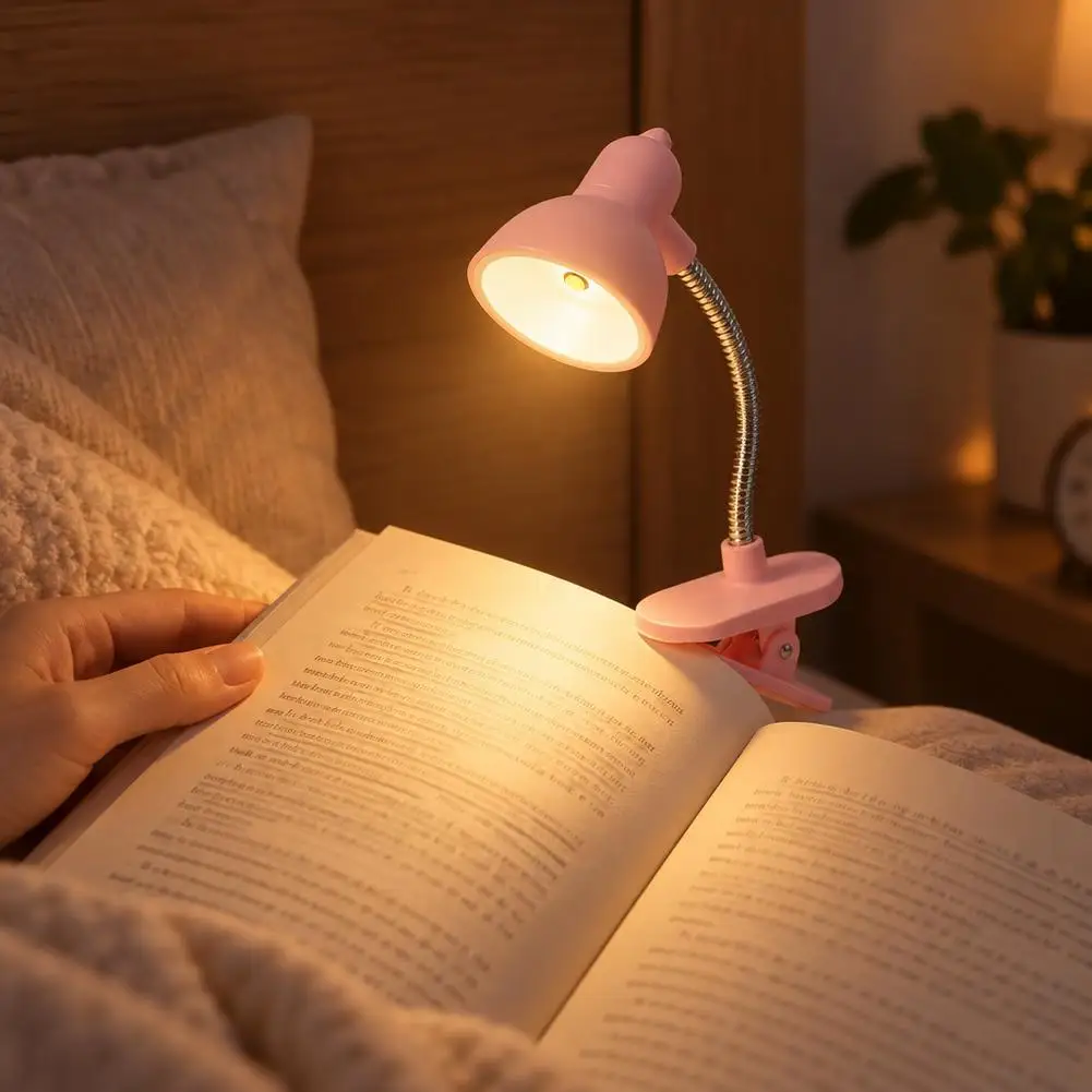 Portable Eye-Friendly Reading Lamp - Warm & Bright Clip-On Light with Long-lasting Battery for Books and Desks