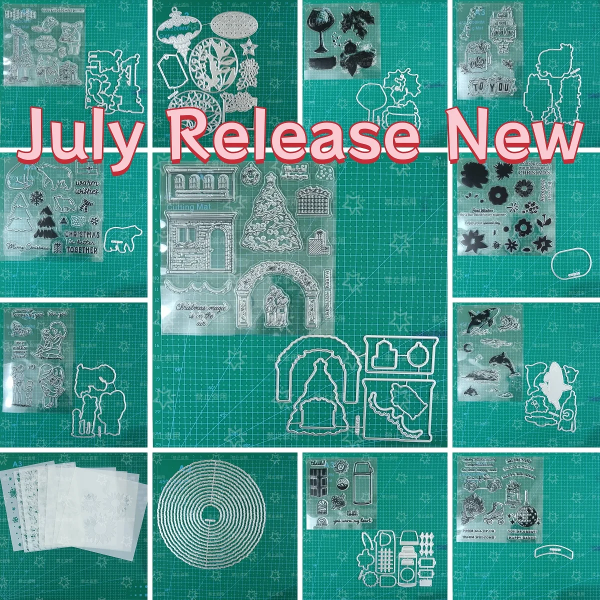 

New Cheers Whale Gift Town Metal Cutting Dies Clear Stamps Stencil for DIY Decorating Scrapbook Paper Template July Release