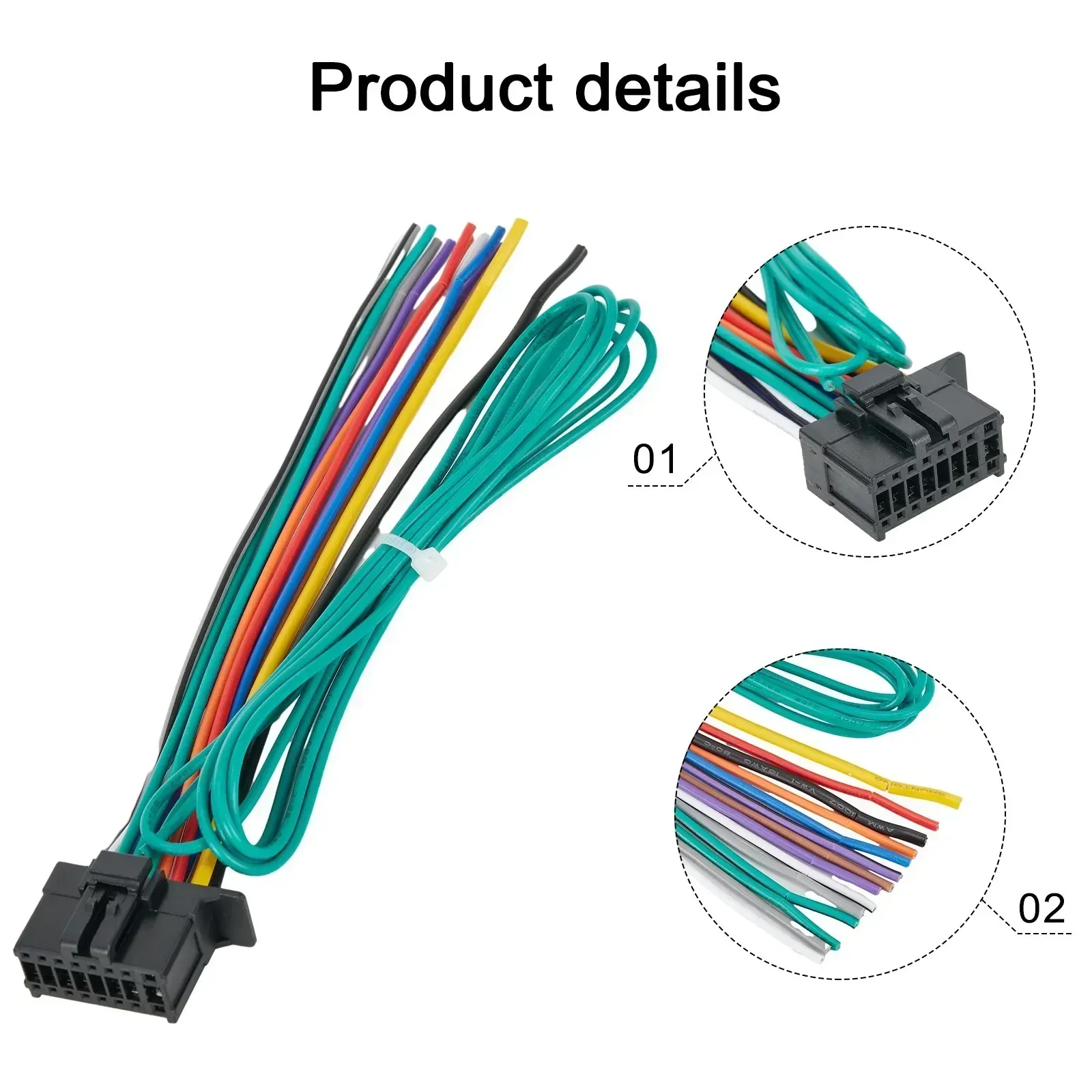 16-Pin Car Radio Plug- Stereo Wiring Harness- For 2010-Up Pioneer DEH Model- For DEH-1500 Cable- Car Player Stereo- Radio-