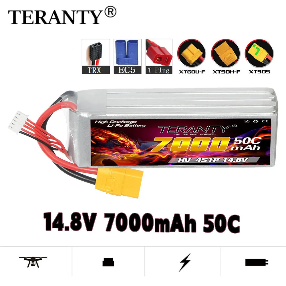 Original TERANTY 7000mAh 4S 14.8V 50C/100C Lipo Battery Remote Control Car Model Ship Model FPV Toy Lithium ion Battery