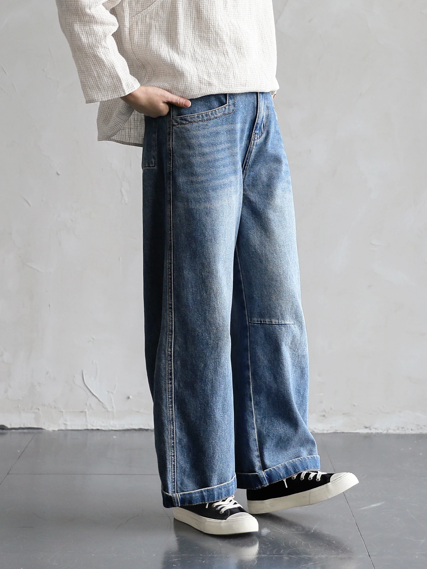 

Soft Denim Casual Women's Jeans Spring 2026 New Design Meat Covering Long Pants Breathable Comfortable Wide Leg Cotton Blend