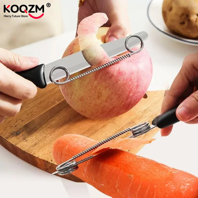 2 in 1 Kitchen Peeler Vegetable Fruit Peelers Quick Slicing Cutter with Spring Potato Carrot Shredder Peeler Kitchen Gadgets