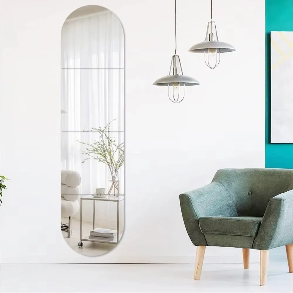 

4pcs Self Adhesive Acrylic Mirror Sheet Shatterproof DIY Craft Wall Stickers Home Decor Simple Non Glass Mirror Stickers