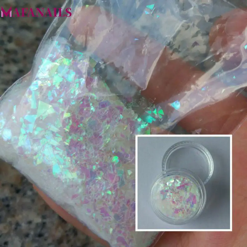 1Bag(200grams) Iridescent Chameleon Glitter Flakes Dust  4 Colors Transparent Holographic UV Gel Polish Nail Art Glitter PLA01#