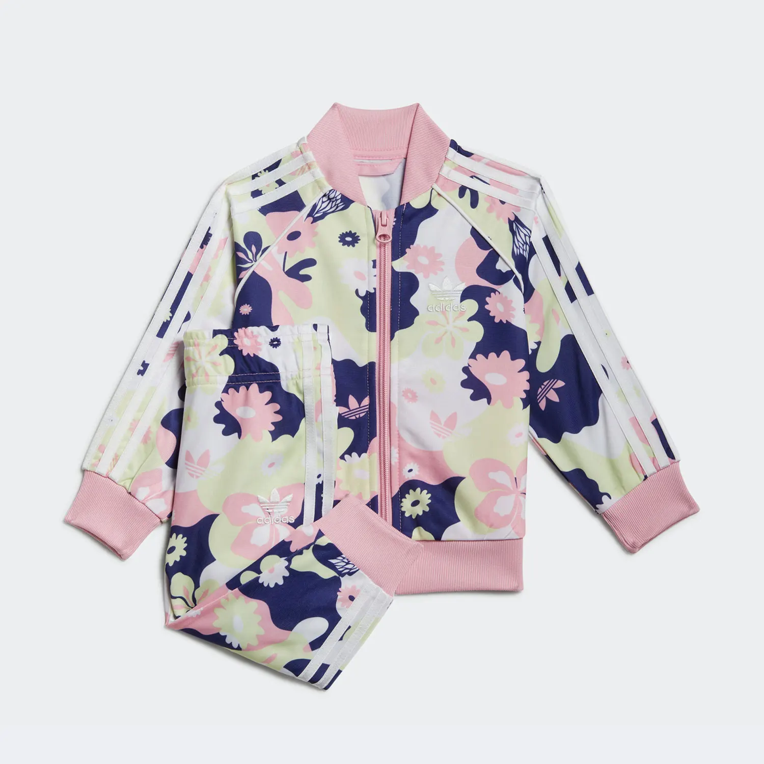 Conjunto deportivo informal con chaqueta estampada con trébol para bebé, original de Adidas, HE6929