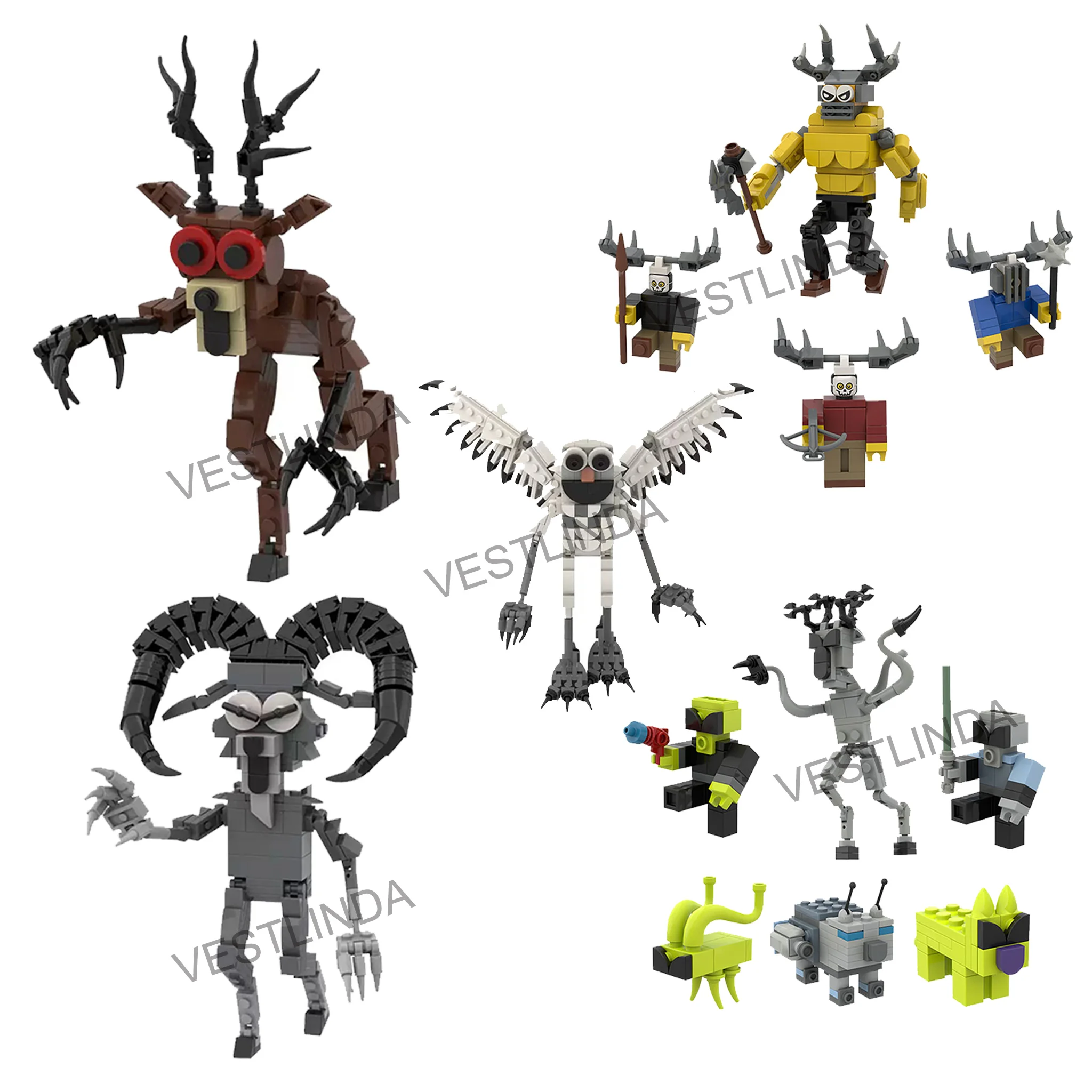 Horror Forest 99 Night Series Building Blocks Forest Deer Owl Assembly Fun Toys Casual Puzzle Desktop Decoration Halloween Gift view 3