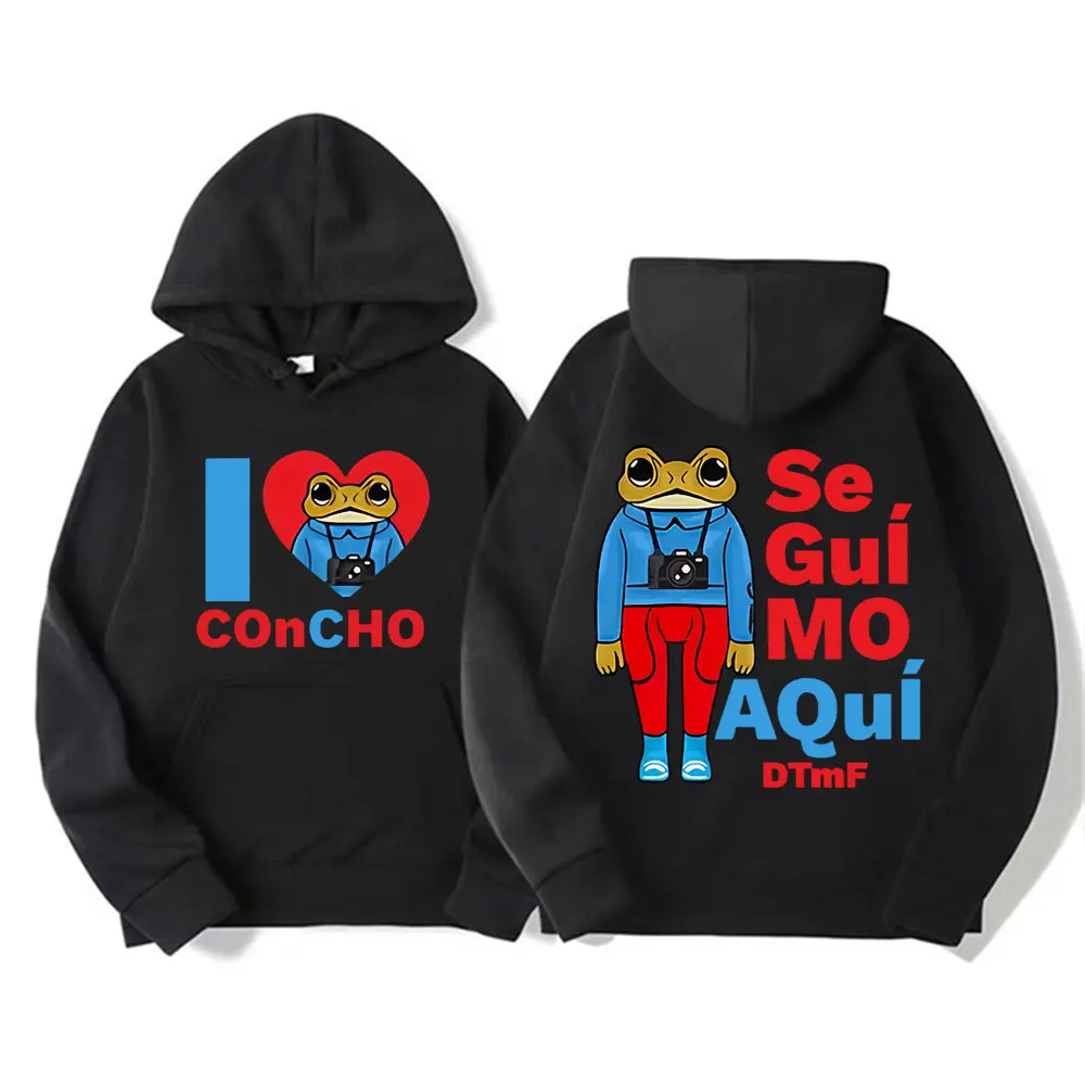 I Love Concho Frog Se Guí Mo AQuí DTMF Hoodie Debí Tirar Más Fotos Bad Bunny Hoodies Men Women Fashion Casual Fleece Sweatshirts