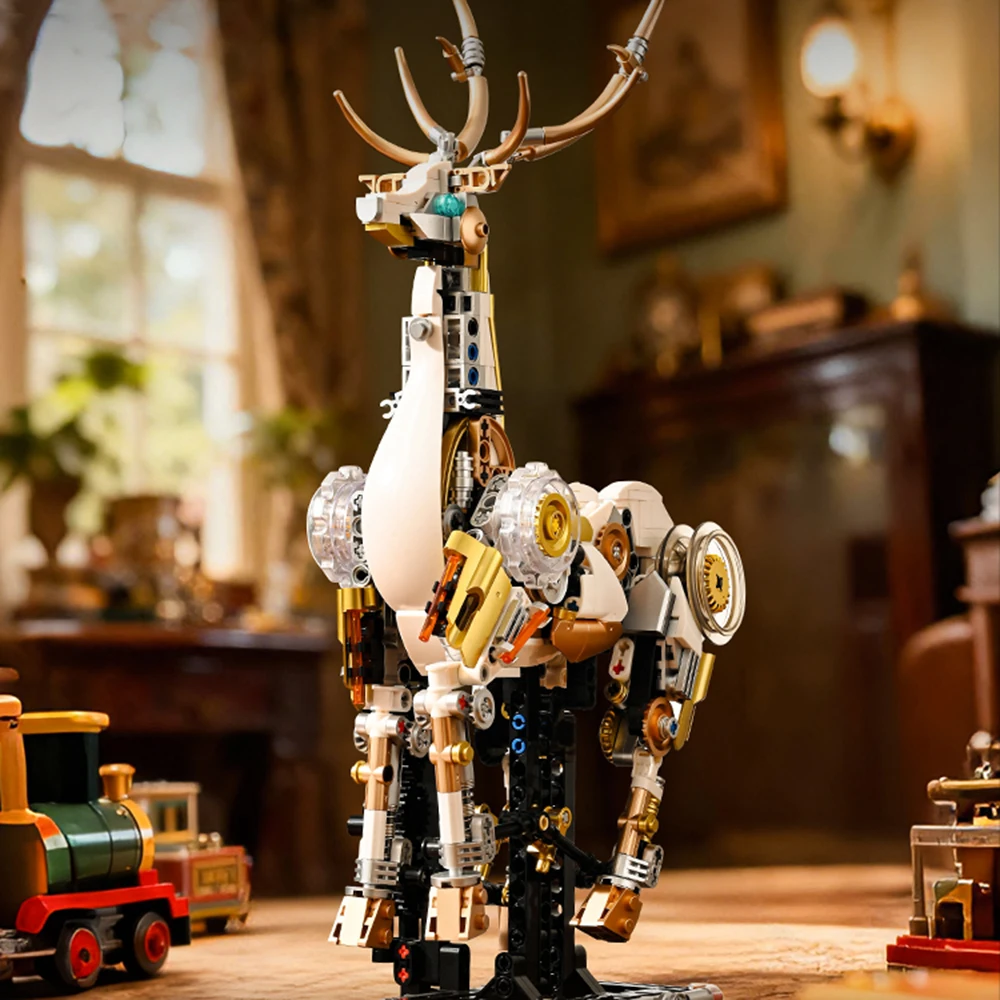 Mechanical Deer Articulated Joint Building Blocks Assembly Model Cyber Metal Style Educational Puzzle Toy Home Display Decor