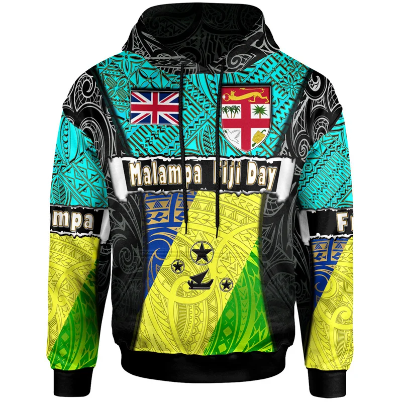 New 3D Print Fiji Independence 1970 Tapa Style Polynesian Hoodies For Men Kid Fashion Streetwear Cool Hooded Sweatshirts Clothes