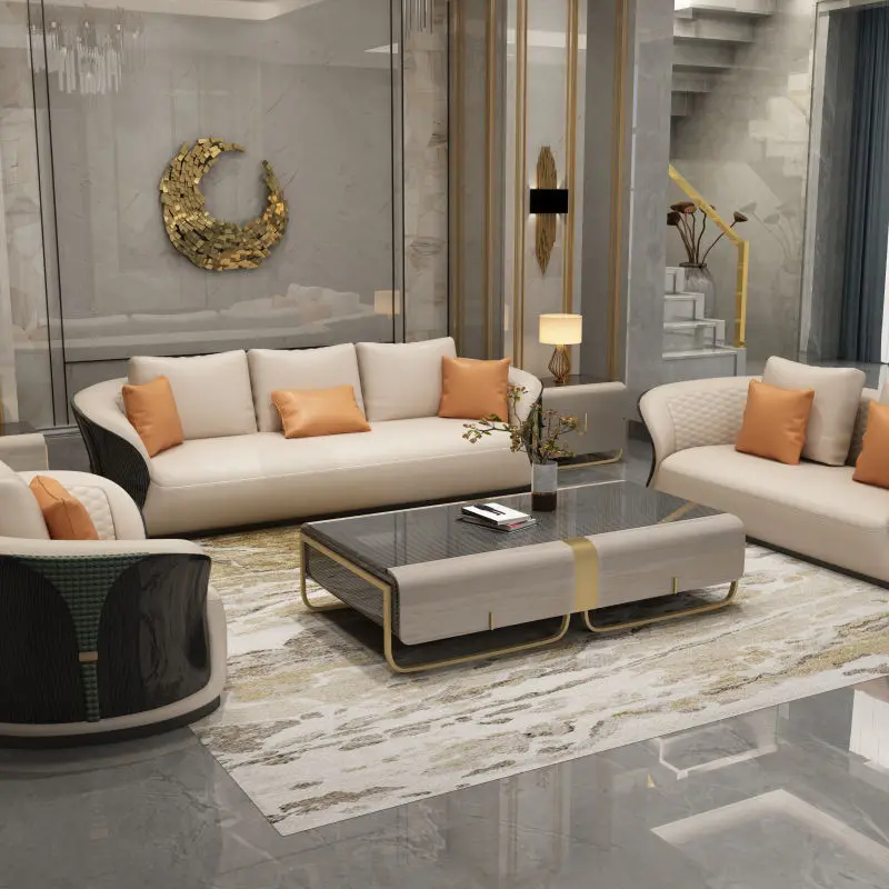 -For Modern Luxury Leather Sofa for Living Room for Villas Basements Available in Wholesale From Factory Price Expensive Brands&