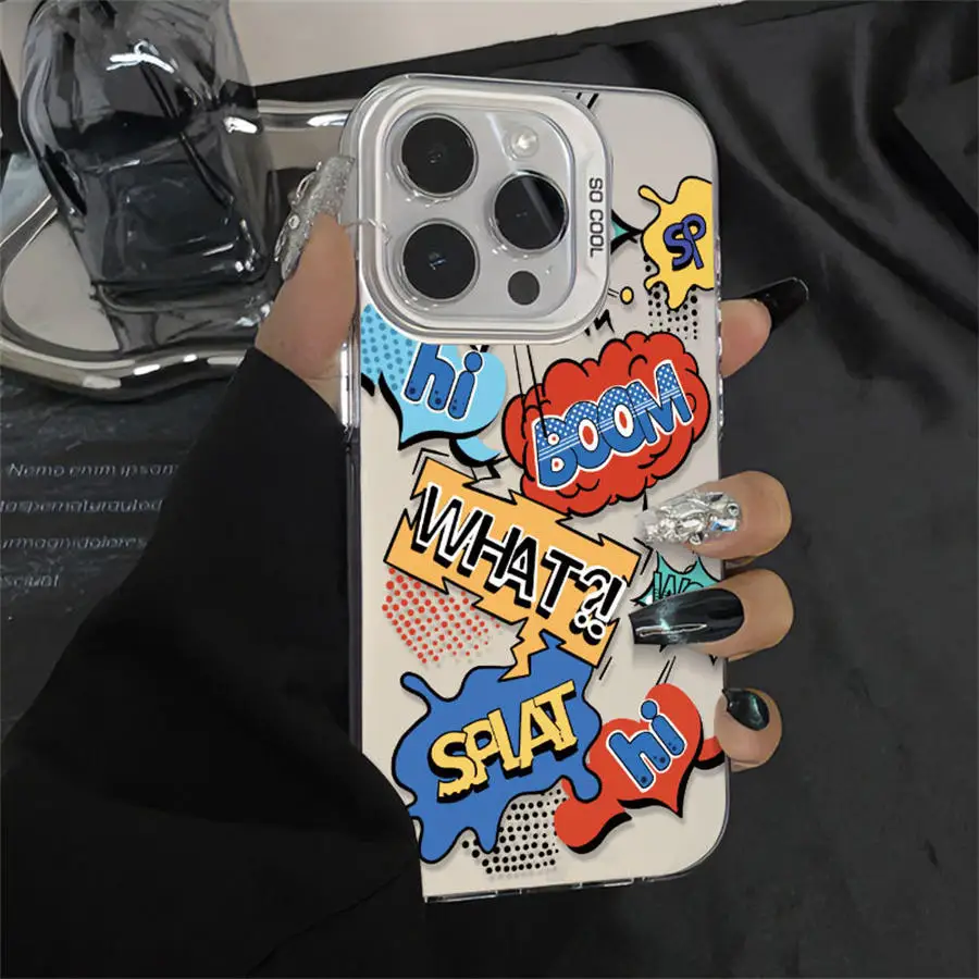 

English Text Emotions Hard PC Phone Case For iPhone 16 14 15 Pro Max 12 11 13 Pro Plus 16E 8 7 SE 2022 X XS XR IMD Matte Funda