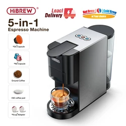 HiBREW Coffee Machine 4 in1 Multiple Capsule Espresso Dolce Milk & Nespresso & ESE Pod & Powder Coffee Maker acciaio inossidabile Outook H3