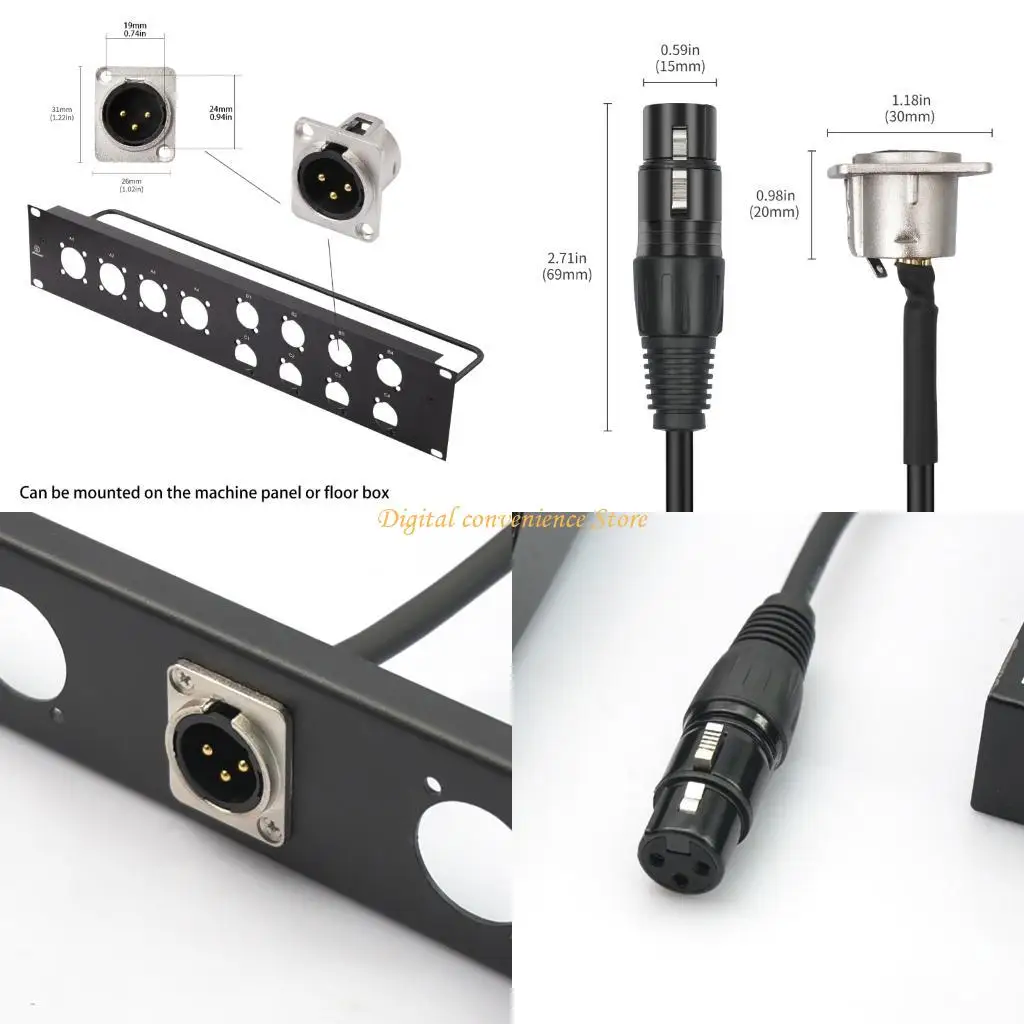 Cavo da pannello a 3 pin tipo D 97QA, diametro 6 mm, connettore bloccaggio sicuro flessibile per commutatori uditivi
