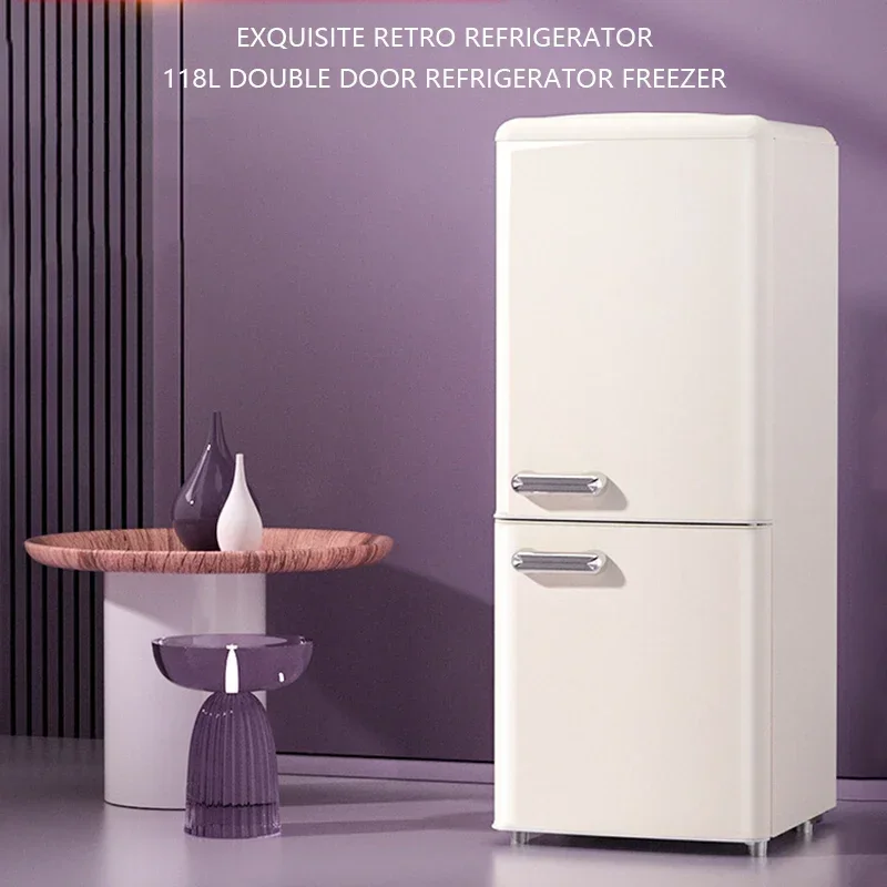 Large Capacity American Retro Small Household Color Double Door Refrigerator