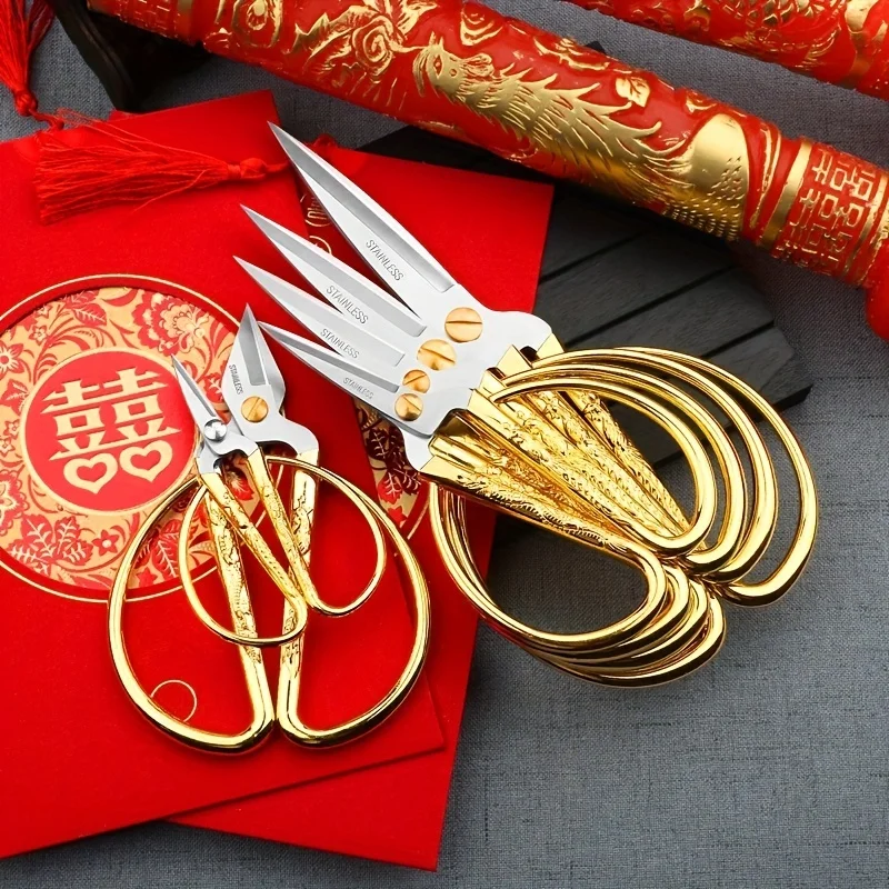 1pcs Stainless Steel Golden Sewing Scissors Short Cutter Durable Vintage Household Needlework Embroidery Tailor Scissors