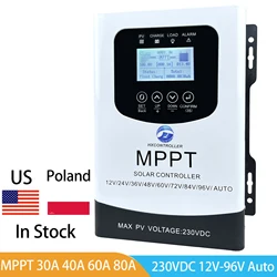 Wysyłka z EU MPPT 30A 40V 60A 80A ładowanie solarne Regulator panelu słonecznego 230VDC dla akumulator GEL litowej 12V do 96V