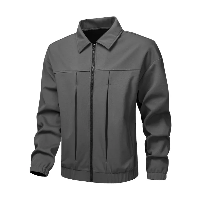 Men's Solid Color Casual Sports Versatile Lapel Cardigan Fashion Long-sleeved Sweatshirt Jacket Top