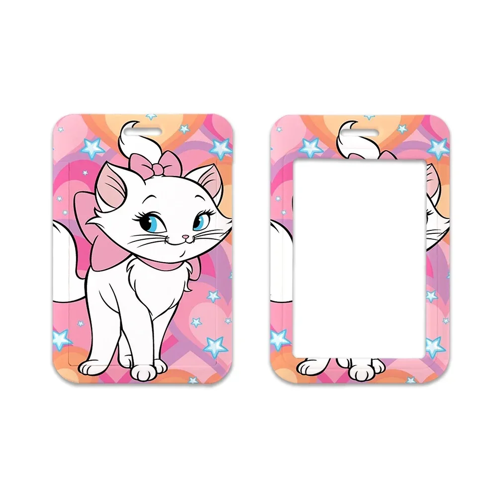 Les Aristochats-Porte-badge Disney pour femmes et filles, accessoires porte-clés, porte-carte d'identité, lanière, sangles de cou, porte-documents d'identification