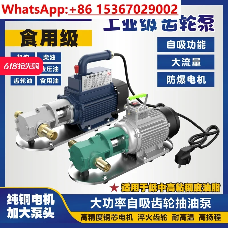 High viscosity self-priming gear stainless steel electric oil pump / edible / hydraulic oil 220V380V