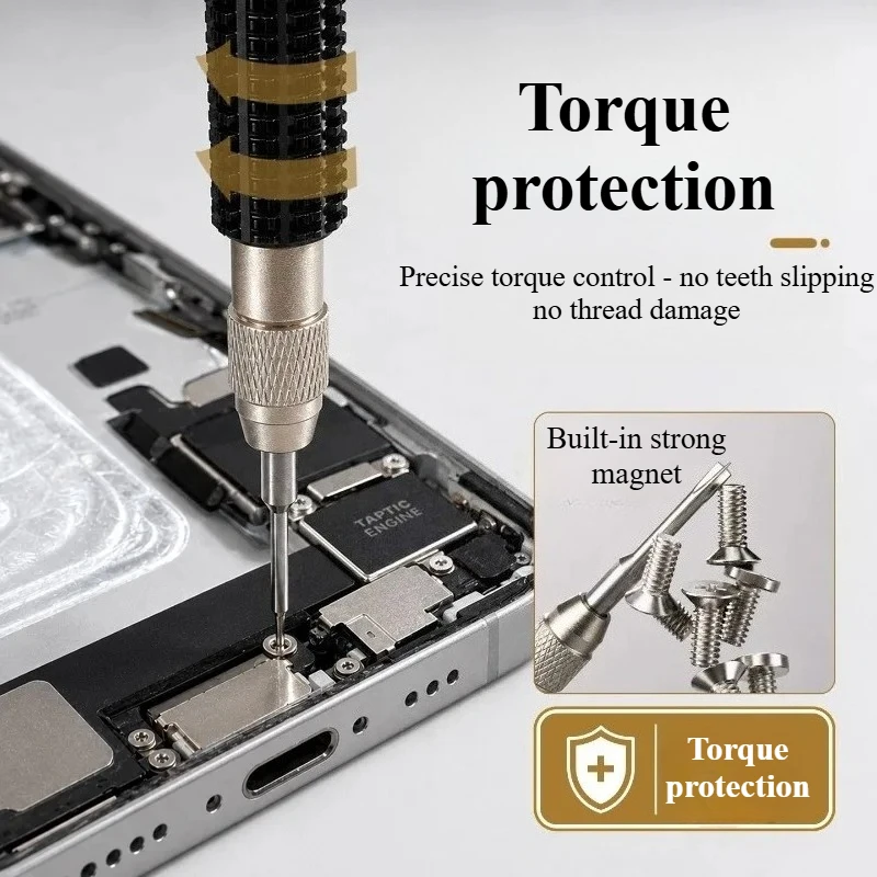 KEGUAN Torque Screwdriver Anti-slip Handle Prevent Over Tightening Magnetic Bit Repair Tool for PhoneLaptop