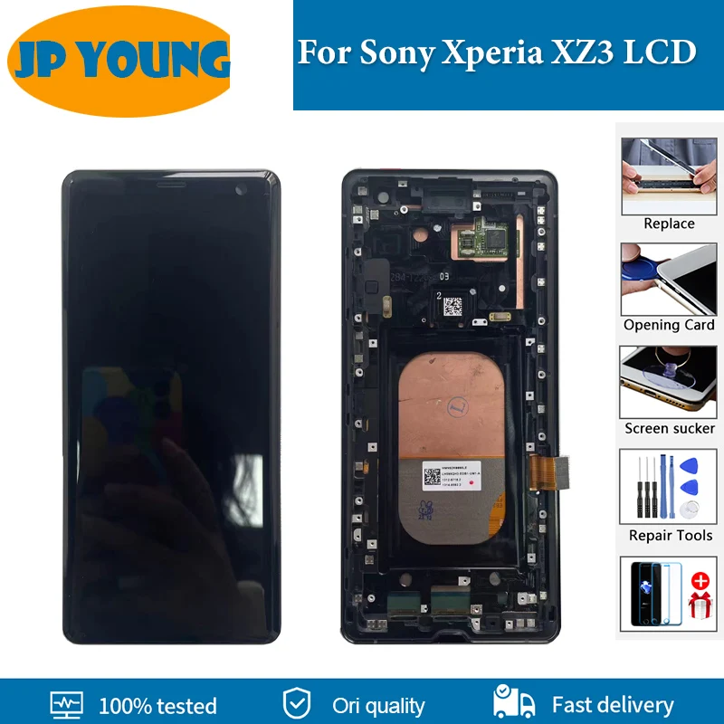 6.0 "AMOLED dla Sony Xperia XZ3 wyświetlacz LCD z oparzenią cień z ramką H9436 H8416 H9493 ekran dotykowy Digitizer zgromadzenie wymień