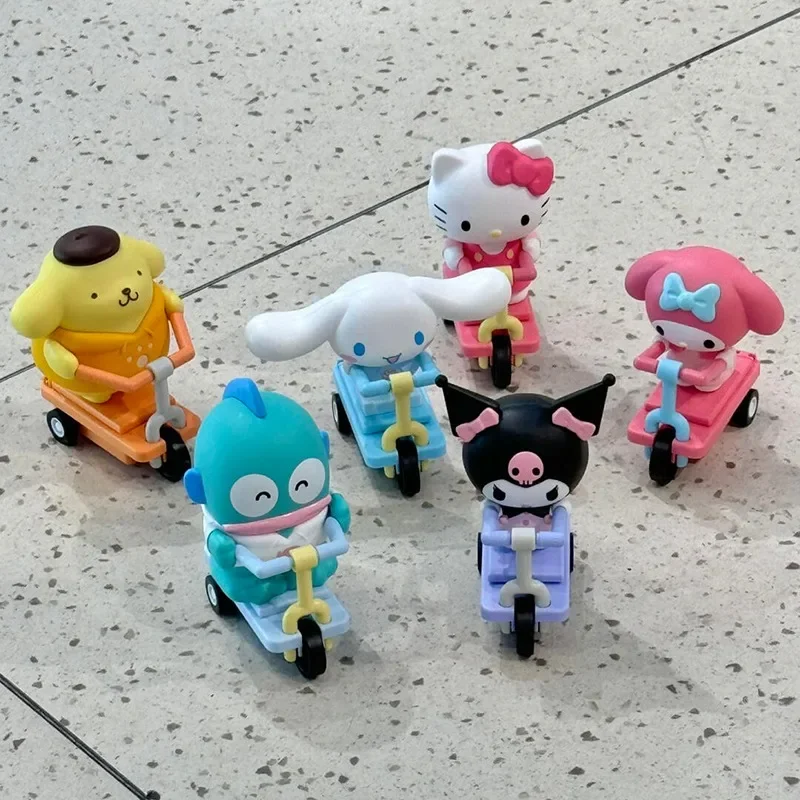 Sanrio Scooter Serie Scatola Cieca Figura Kuromi Cinnamoroll Pompon Purin Kerokero Keroppi Action Figurine Modello Statua Giocattoli Regalo