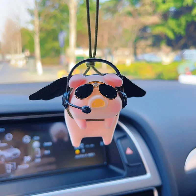 

Подвеска для украшения салона автомобиля, Милые качели, летающая счастливая свинья, Автомобильное зеркало заднего вида, подвесное украшение, подвеска для автомобильных аксессуаров