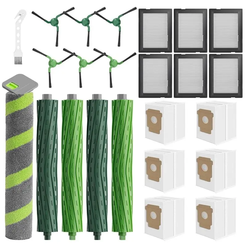 [NEW!N92R】 Main Side Brush Dust Bags Filters Roller Mop 24Pcs Replacement Parts For Irobot Roomba Max 705 Combo/706 Combo Vacuum