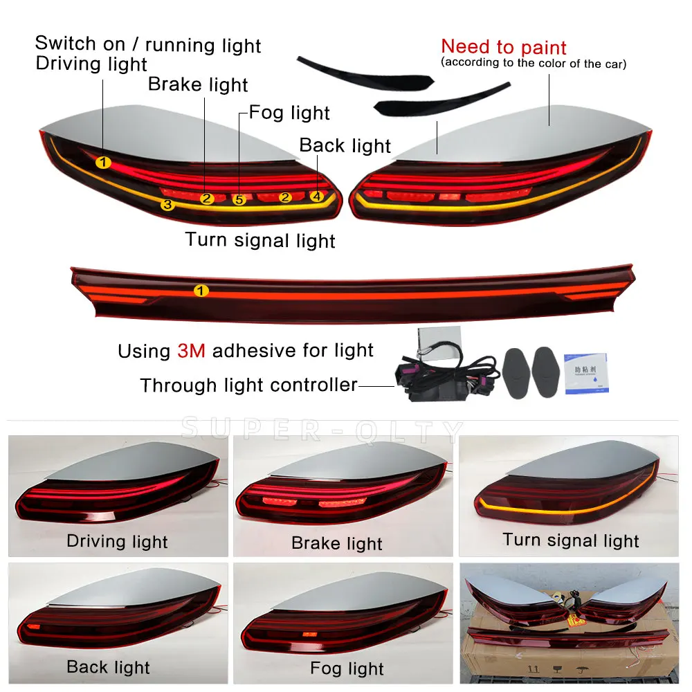 Para porsche panamera lanternas traseiras 2009-2016 luz traseira 970.2 atualização 971 luzes traseiras plug and play conjunto da lâmpada traseira traseira traseira