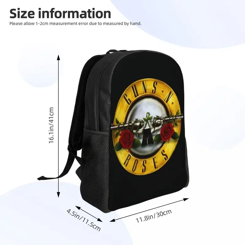 Custom Guns N Roses Bullet Logo Backpack Men Women Fashion Bookbag for College School Hard Rock Band Bags