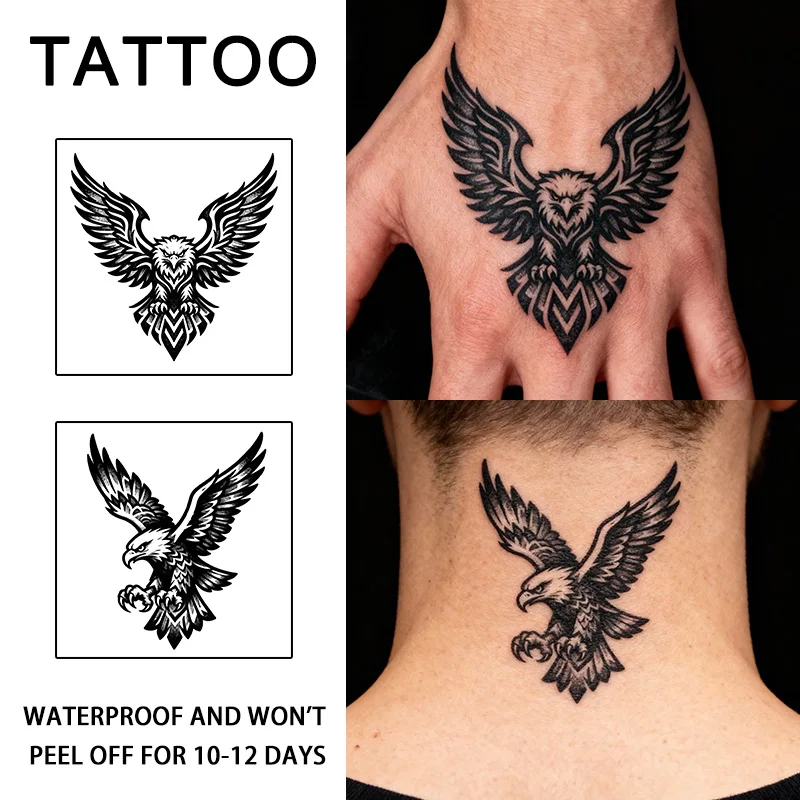 Powerful Eagle Waterproof Temporary Tattoo Stickers, Long-lasting Waterproof for One to Two Weeks, Suitable For Arm, Neck, Back
