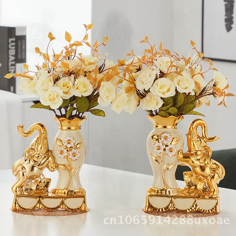 Modern Artwork Minimalist Living Room Tv Cabinet Decorations Cross-Border Exclusive Pair Swan Ceramic Vase Creative